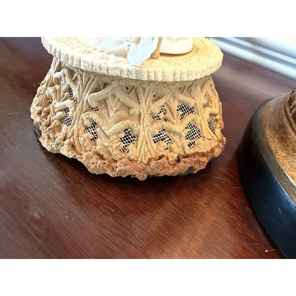 1930s 1940s Wedding Cake Topper Chalkware Bride and Groom Boutonniere